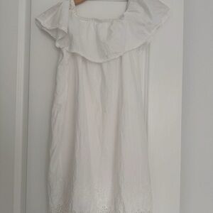 Old Navy women’s white ruffle off shoulder eyelet detail dress size medium 8 10